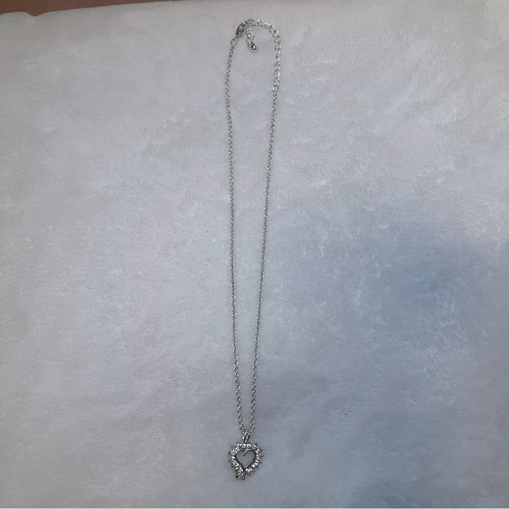 Silver Heart Rhinestone Necklace